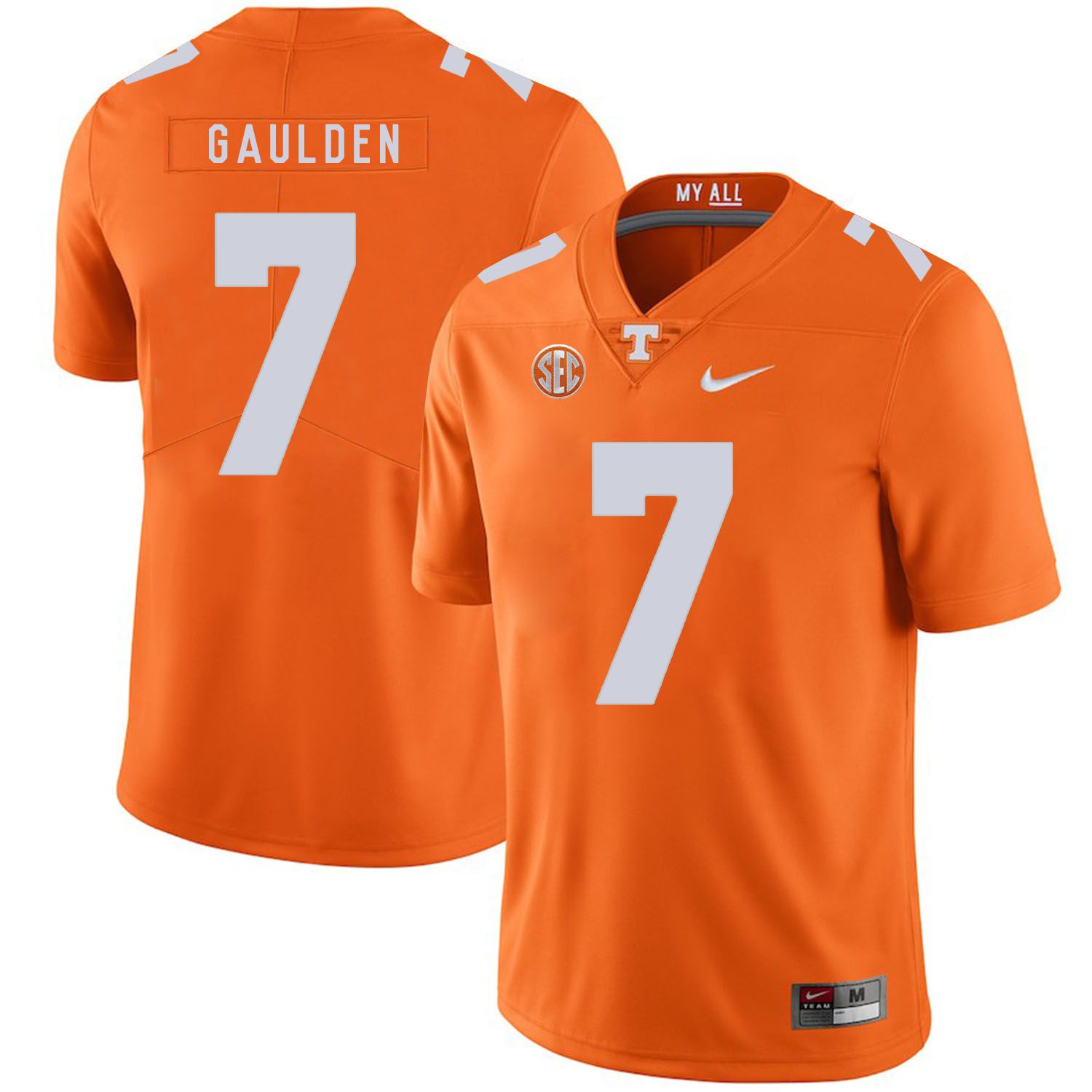 Men Tennessee Volunteers #7 Gaulden Orange Customized NCAA Jerseys